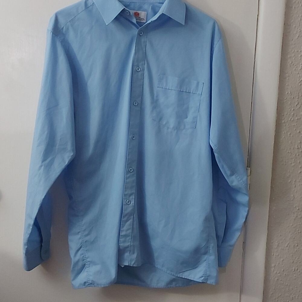 Van Heusen Light Blue Dress Shirt 15 1/2 Business Casual Corporate Holiday Suit